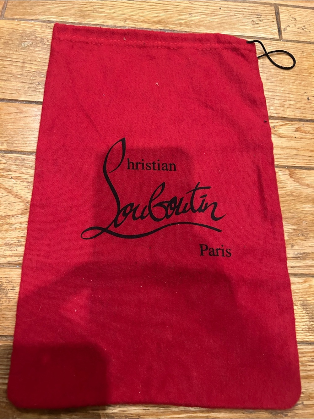 Christian Louboutin Red Drawstring Dust Pouch with Black Logo